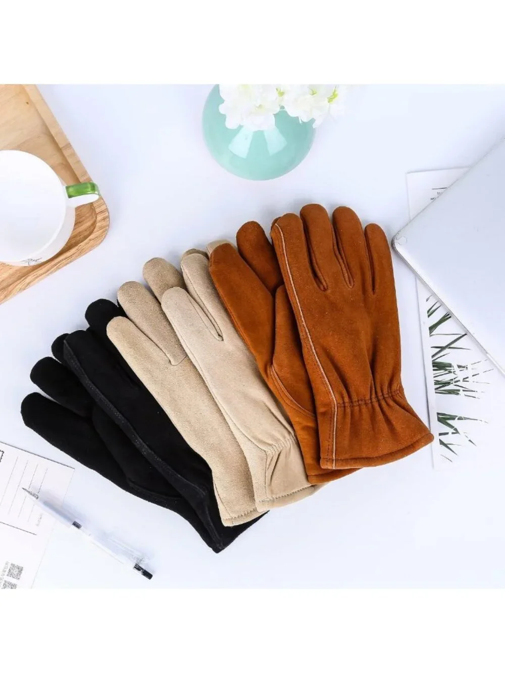 Cozy Winter Gloves - Soft Deersplit Leather, 3M Thinsulate Insulation, Cold